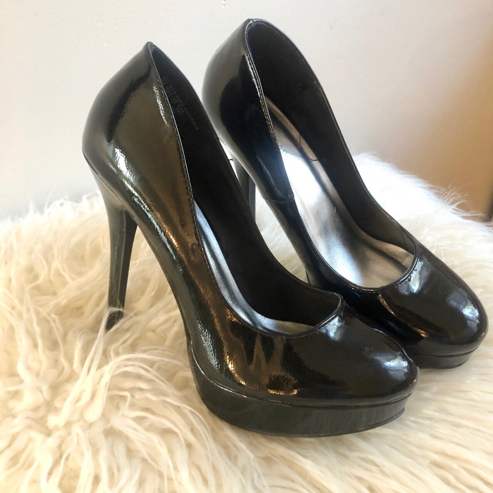 Shiny Black Patent Leather Heels